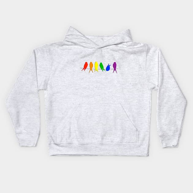 Rainbow Birds on a Line Kids Hoodie by ColorFlowCreations